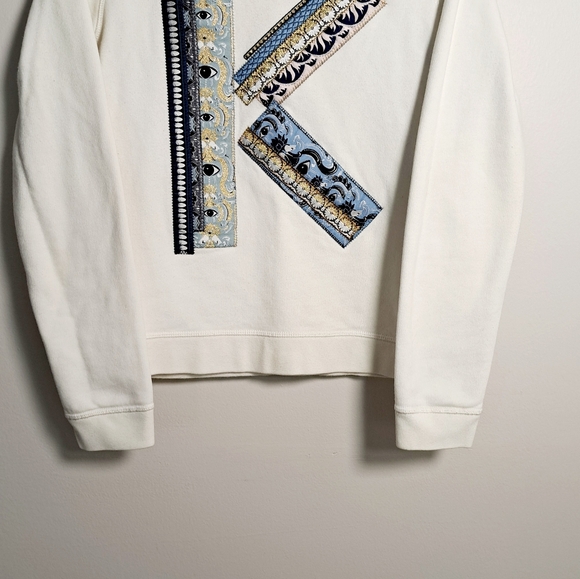 KENZO PARIS CREAM COTTON COLOR SWEATER SMALL. K IN THE FRONT GOLD ACCENTS. - Picture 6 of 8